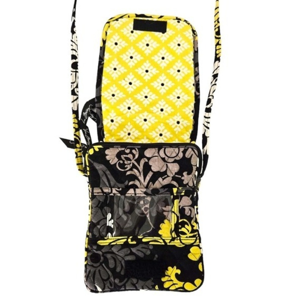 Vera Bradley Yellow‎ & Black Baroque Small Crossbody Handbag - Picture 4 of 7